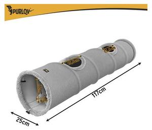 Purlov 28241 Interaktivní tunel pro kočky s míčkem 120 x 25 cm, šedý