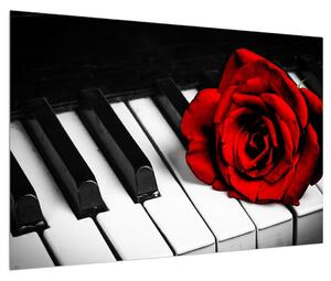 Obraz růže a klavíru (90x60 cm)