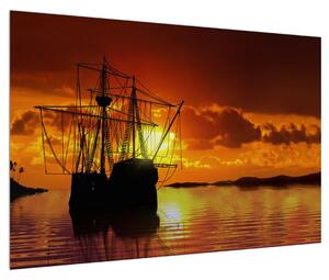 Obraz lodě při západu slunce (90x60 cm)