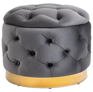 HOMCOM Vintage Ottoman, Úložný puf, Lavice s úložným prostorem, Čalouněný puf, Kov, Pěna, Charcoal Grey, 55 x 55 x 42 cm | Aosom