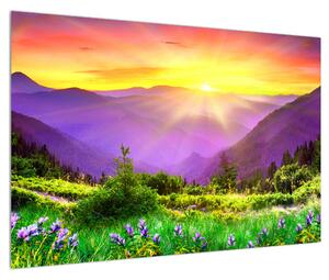 Obraz horské krajiny s východem slunce (90x60 cm)