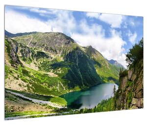 Obraz horské krajiny s jezerem (90x60 cm)