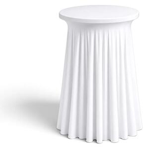 Skládaný strečový potah na bistro stolek Ø60 cm, výška 110 cm – bílý