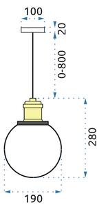 Toolight, skleněná závěsná lampa Verto-B 1xE27 APP045-1CP, hnědá, OSW-00137