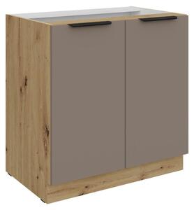 Kondela Dolní kuchyňská skříňka Frisbo 80 D 2F BB - sandgrau / dub artisan
