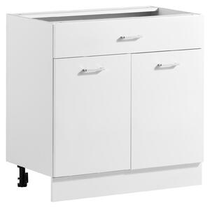 VEVOR Podstavní skříňka 800x475x815 mm (ŠxHxV), laminovaná deska, bílá, do kuchyně, prádelny nebo koupelny, bez pracovní desky, ve stylu Shaker, s nastavitelnou policí, 1 zásuvkou, 2 dvířky a panty