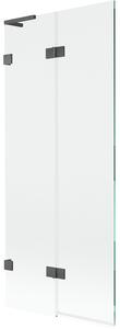 Mexen Lunar L, 2-křídlová vanová zástěna levá 80 x 150 cm, čiré sklo, grafitová, 897L-080-100-66-00-L