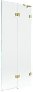 Mexen Lunar L, 2-křídlová vanová zástěna pravá 80 x 150 cm, čiré sklo, zlatá matná, 897L-080-100-55-00-P