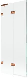 Mexen Lunar L, 2-křídlová vanová zástěna levá 80 x 150 cm, čiré sklo, růžové zlato, 897L-080-100-60-00-L