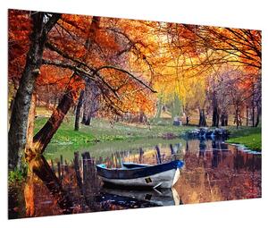 Podzimní obraz loďky (90x60 cm)
