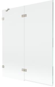 Mexen Lunar, 2-křídlová vanová zástěna levá 140 x 150 cm, čiré sklo, broušená ocel, 897-140-100-97-00-L