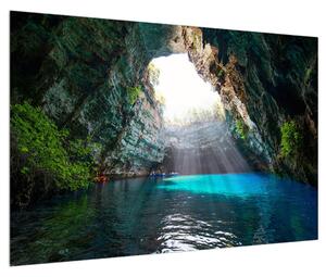 Obraz jeskyně s vodní plochou (90x60 cm)