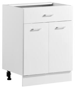 VEVOR Podstavní skříňka 600x475x815 mm (ŠxHxV), laminovaná deska, bílá, do kuchyně, prádelny nebo koupelny, bez pracovní desky, ve stylu Shaker, s nastavitelnou policí, 1 zásuvkou, 2 dvířky a panty