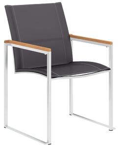 Zahradní židle 2 ks textilen a nerezová ocel šedé