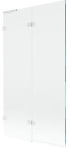 Mexen Lunar L, 2-křídlová vanová zástěna, levá 100 x 150 cm, 8mm čiré sklo, bílý profil, 897L-100-100-20-00-L