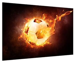 Obraz fotbalového míče v ohni (90x60 cm)