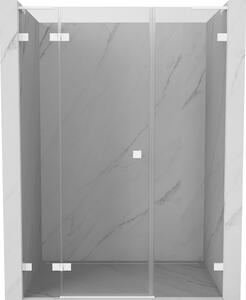 Mexen Lunar L, levé otočné sprchové dveře 135 cm, 8mm čiré sklo, bílý profil, 834SL-135-050-20-00-L