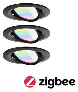 Paulmann LED vestavná svítidla Nova Coin Smart černá RGBW, sada 3 ks, 8,4 cm, stmívatelný, Černá, Obývací pokoj / jídelna, Hliník, Moderní, Podhledové stropní svítidlo