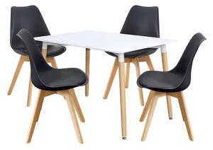 Jídelní stůl 120x80 QUATRO bílý + 4 židle QUATRO černé