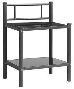 Noční stolek černý 45 x 34,5 x 60,5 cm kov a sklo