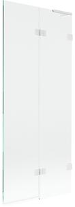 Mexen Lunar L, pravá 2-křídlová vanová zástěna 80 x 150 cm, 8mm čiré sklo, bílý profil, 897L-080-100-20-00-P
