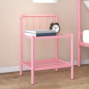Noční stolek růžový a průhledný 45 x 34,5 x 62,5 cm kov a sklo