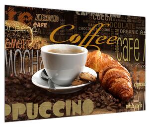 Obraz kávy a croissantů (90x60 cm)