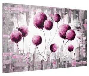 Abstraktní obraz - růžové balónky (90x60 cm)