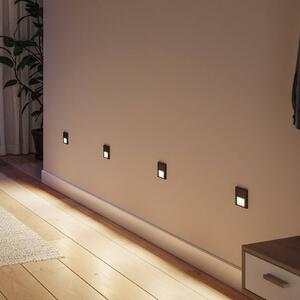 Paulmann LED vestavná nástěnná lampa Tsaro se senzorem, černá, plast, Černá, Chodba, Plast, Moderní