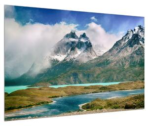 Obraz horské krajiny s řekou (90x60 cm)