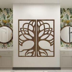 Dřevo života | 2 dílný dřevěný obraz stromu Kelt | Barva: Bílá | Rozměry (cm): 96x100