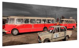 Obraz historických vozidel (100x40 cm)