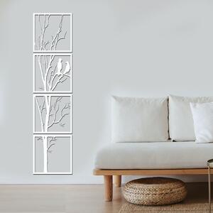 Dřevo života | 4dílný dřevěný obraz PTAČÍ STROM | Barva: Horský dub | Rozměry (cm): 40x160