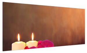 Relaxační obraz svíček s orchidejí (100x40 cm)