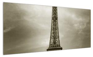 Obraz Eiffelovy věže a růžového auta (100x40 cm)