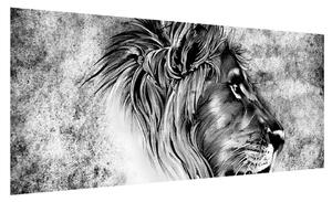 Černobílý obraz lva (100x40 cm)