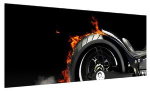 Obraz kola v ohni (100x40 cm)