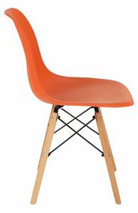 Tempo Kondela Plastová jídelní židle CINKLA 3 NEW, oranžová/buk