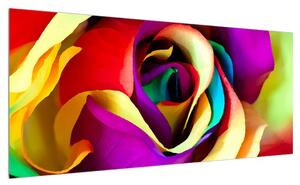 Barevný obraz abstraktní růže (100x40 cm)