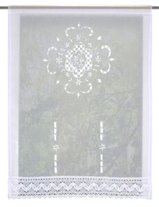 Home Wohnideen Záclona vitrážová, vyšívaná s krajkou, lněná struktura, Rokaj, Bílá Rozměr: 100 cm (V), 60 cm (Š)