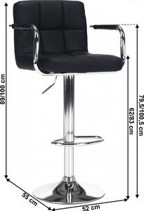 Tempo Kondela Barová židle LEORA 2 NEW, chrom/černá ekokůže