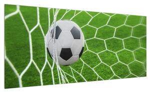 Obraz fotbalového míče v síti (100x40 cm)