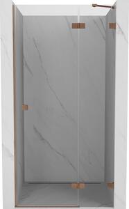 Mexen Lunar, výklopné sprchové dveře pravé 75 cm, 8mm čiré sklo, měděný matný profil, 834-075-000-65-00-P