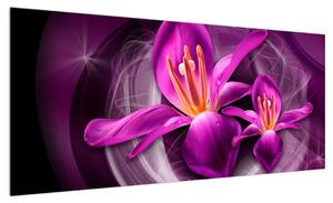 Moderní fialový obraz květů (100x40 cm)