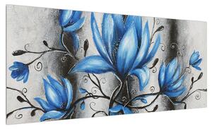 Obraz modrých květů (100x40 cm)