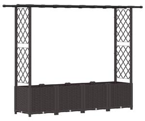 Vyvýšený záhon s treláží a střechou Hnědá 203 x 40 x 136 cm PP