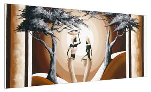 Orientální obraz dvou žen a stromu (100x40 cm)