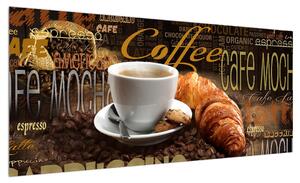 Obraz kávy a croissantů (100x40 cm)