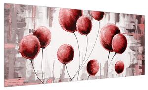 Abstraktní obraz - červené balónky (100x40 cm)