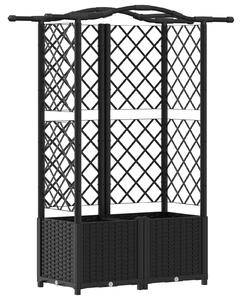 Vyvýšený záhon s treláží a střechou Černý 122 x 40 x 138 cm PP